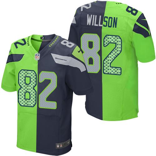 Nike Seahawks #82 Luke Willson Steel Blue/Green Men's Stitched NFL Elite Split Jersey - Click Image to Close